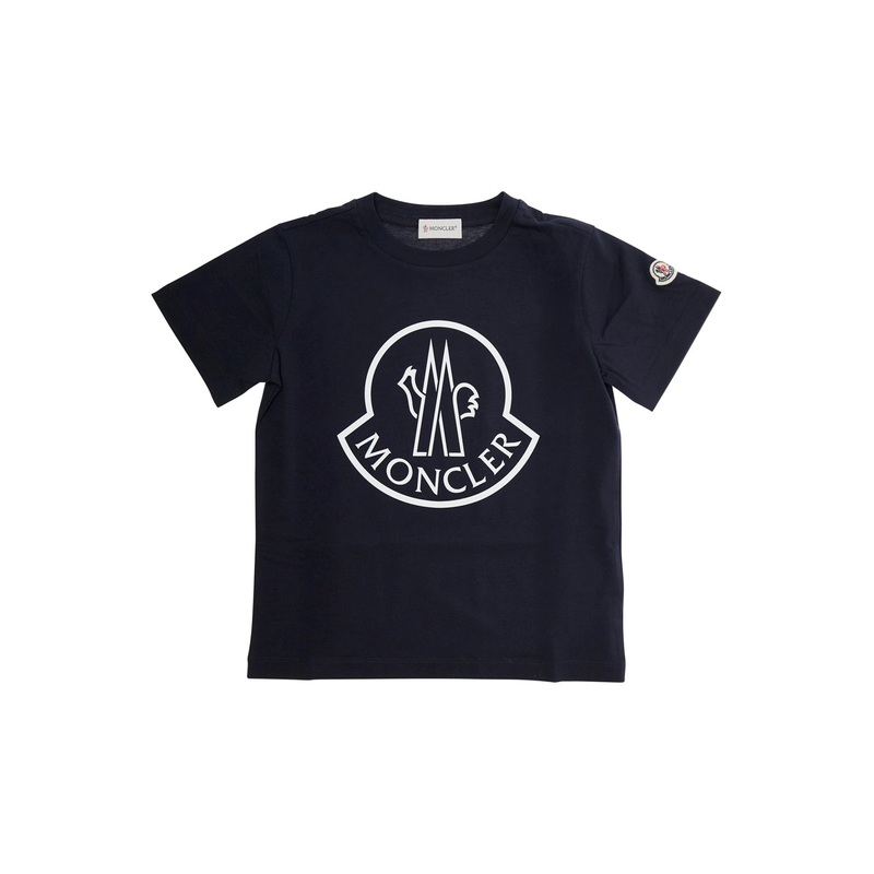 Black Crewneck T-Shirt with Logo Print in Stretch Cotton Boy