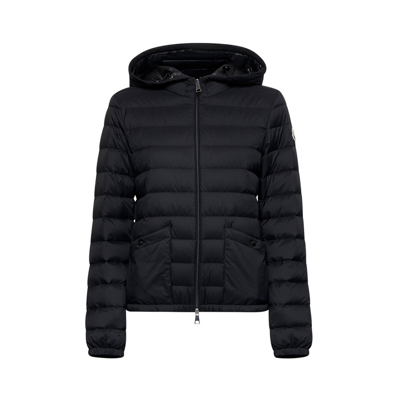Black Hede short hooded down jacket
