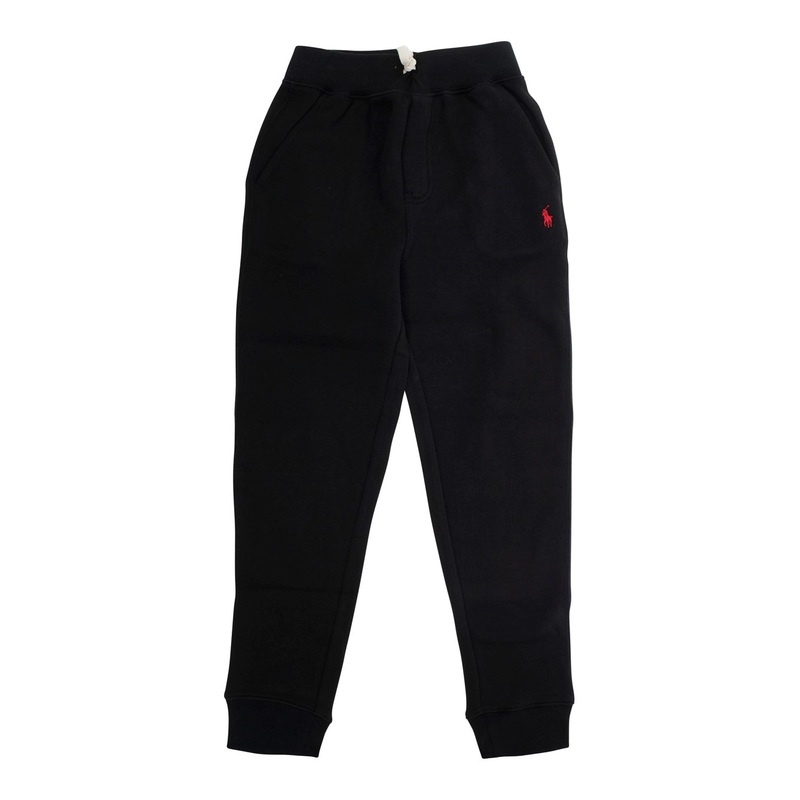 Black Pants with Elasticated Waist and Pony Logo on Front in Cotton Boy