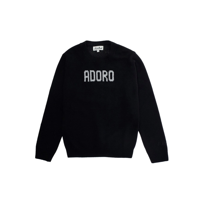 Black Sweater with Embroidery on the Front in Wool Blend Girl