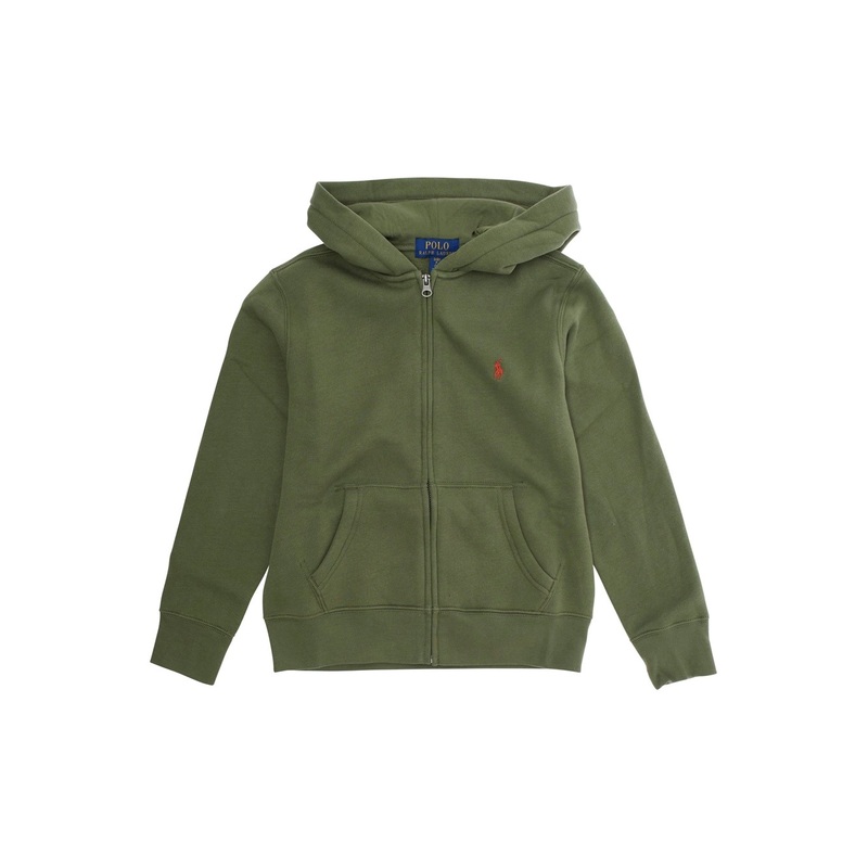 Green Sweatshirt with Zip Closure and Pony Logo on Front in Cotton Boy