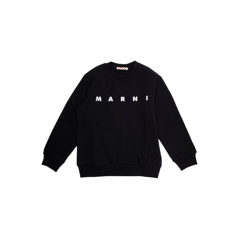 Black Sweatshirt with Logo Lettering on the Front in Cotton Boy