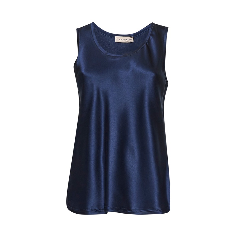 Blue stretch silk Belis tank top