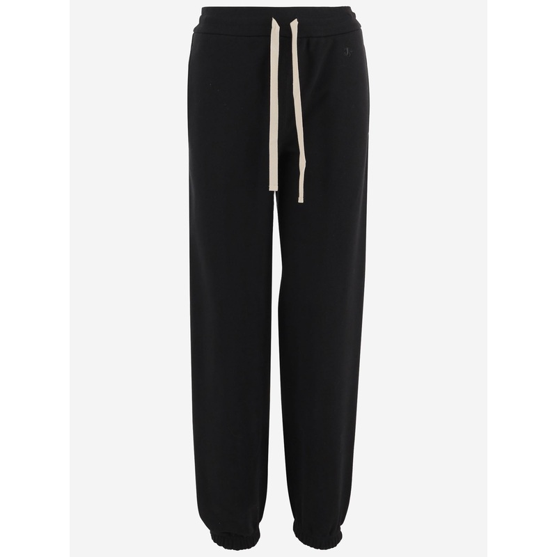 Cotton Drawstring Pants in Black