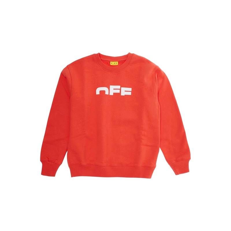 Red Crewneck Sweatshirt with Logo Print on Front and Rear and Arrow Print on the Rear in Cotton Boy