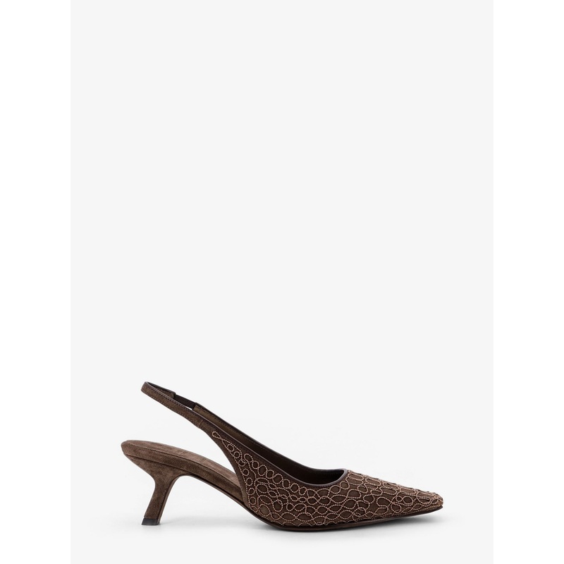 Suede Slingback Pumps with Monili