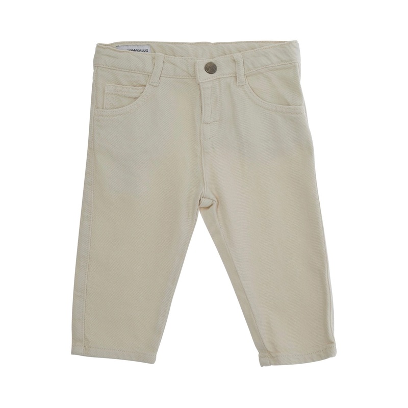 Beige Pants with Logo Embroidery on the Rear in Cotton Boy