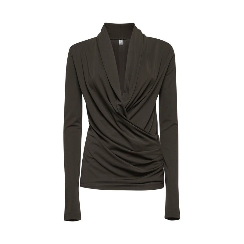 Black fluid jersey overlapped top