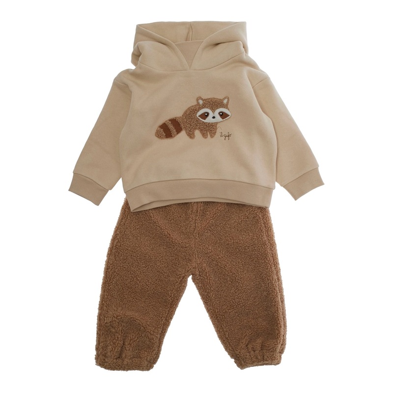 Brown Suit with Embroidery on the Front in Cotton Baby