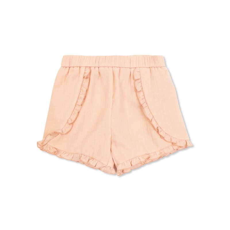Pink Shorts with Applied Logo Patch on the Back in Cotton Baby
