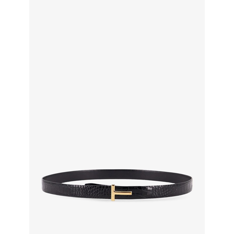 Reversible Crocodile-Print Leather Belt