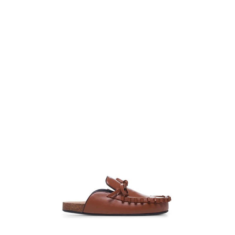 Tan leather Ruffle mules|36|37|38|39|40|41