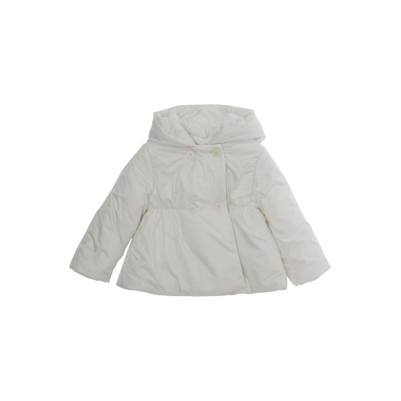 White Hooded Jacket with Logo on the Sleeve in Tech Fabric Girl