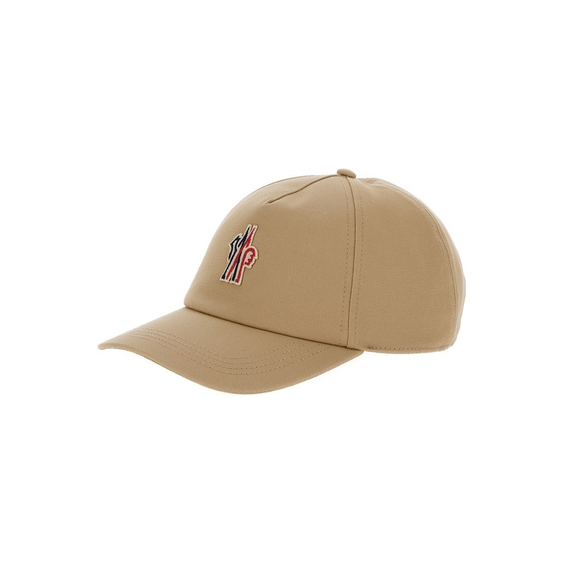 Beige Baseball Cap with Logo Embroidery in Cotton Man