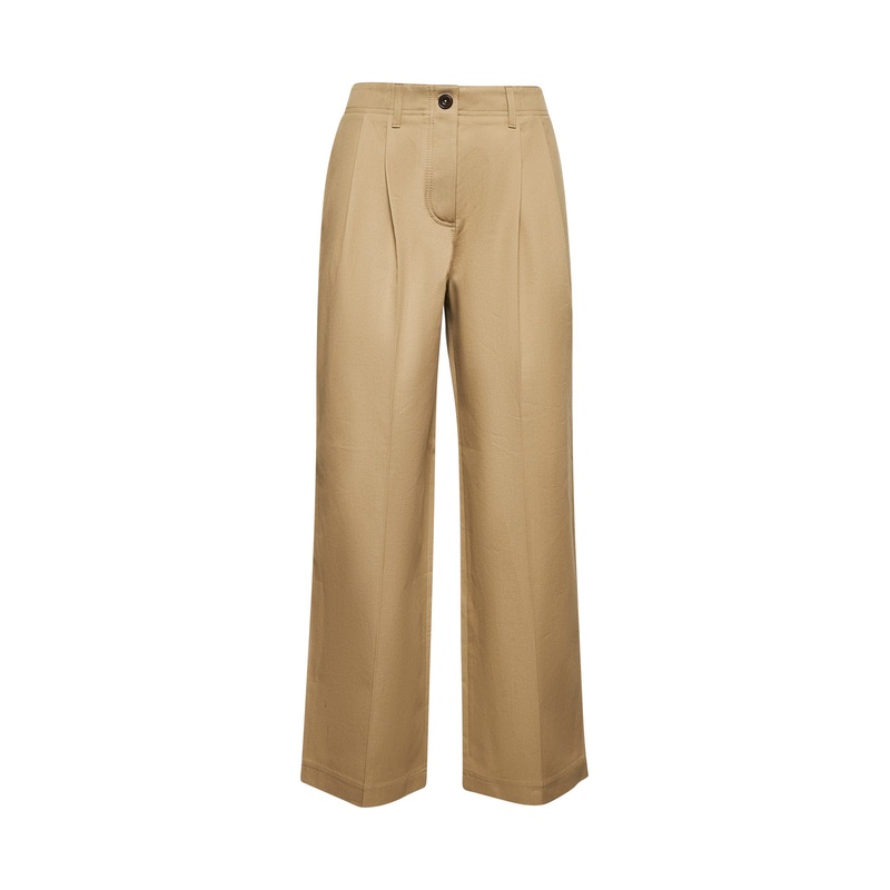 Beige cotton relaxed chino trousers