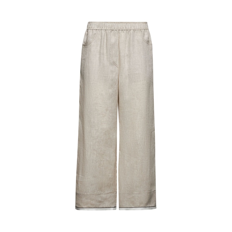 Beige linen monili culotte trousers