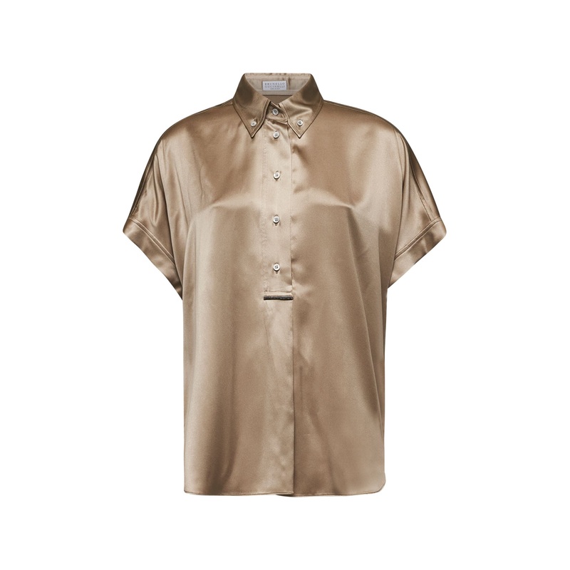 Beige satin monili shirt|S|M|L