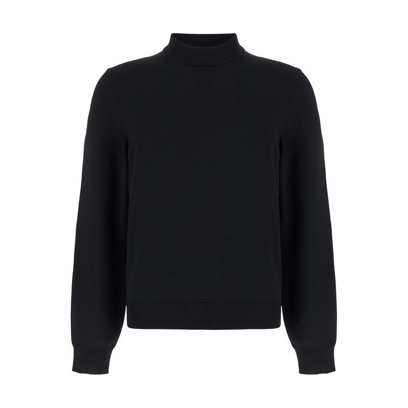 Black High Neck Sweater with Triomphe Detail in Wool Blend Man