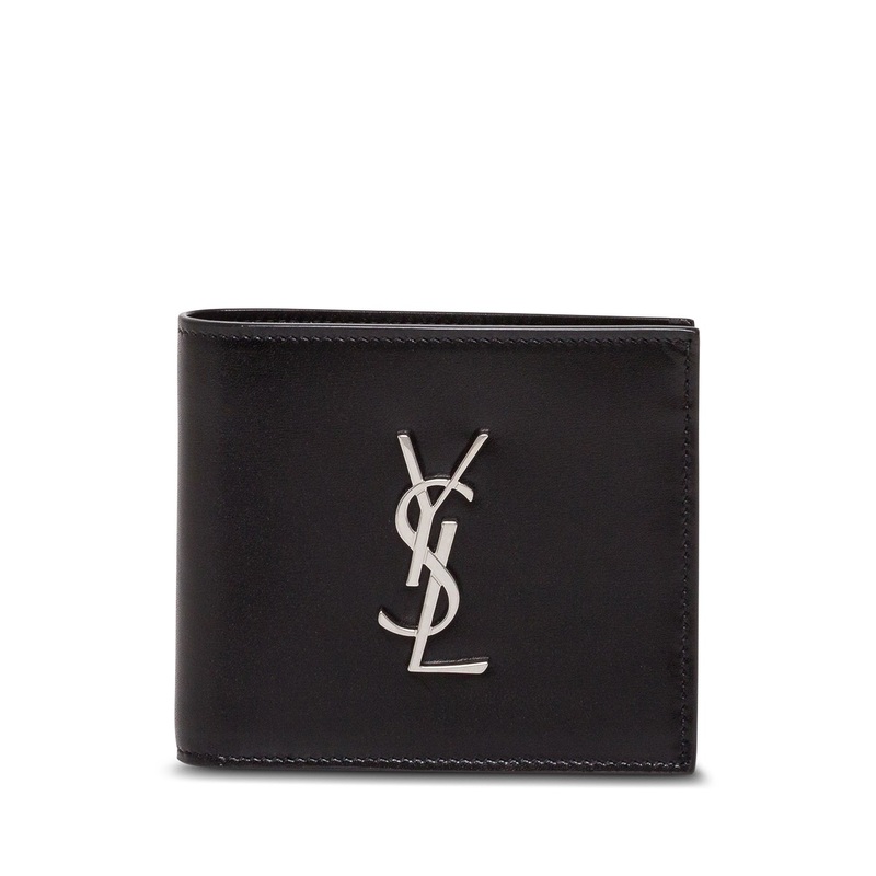 Black Leather Wallet with Logo