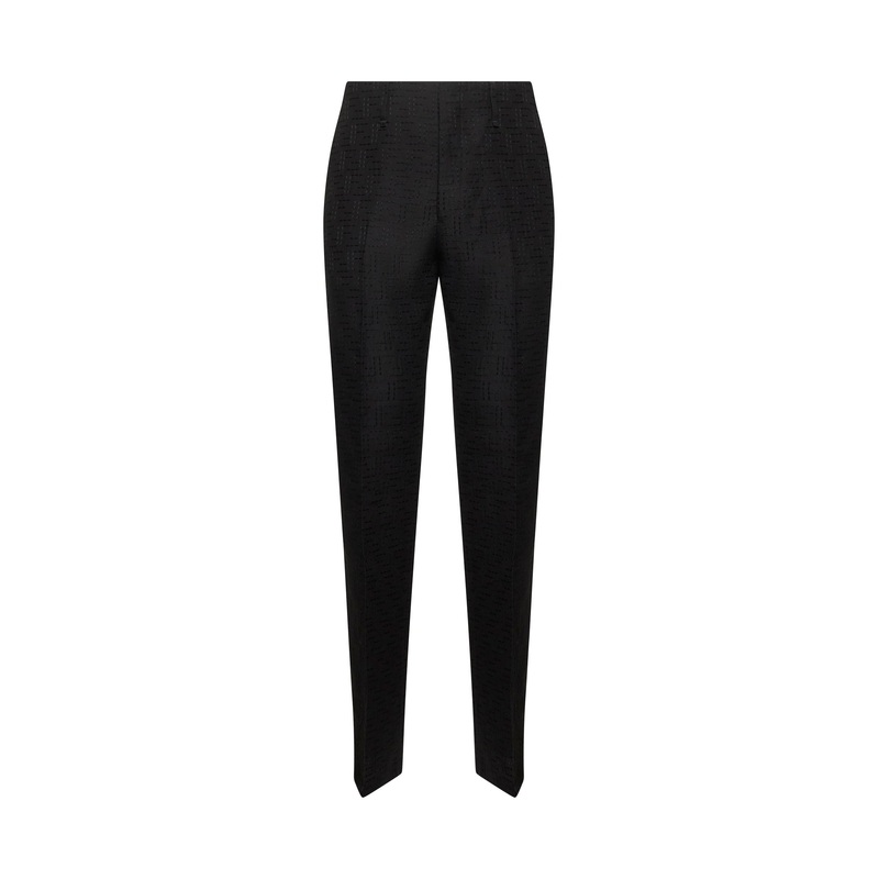 Black linen and cotton FF jacquard trousers