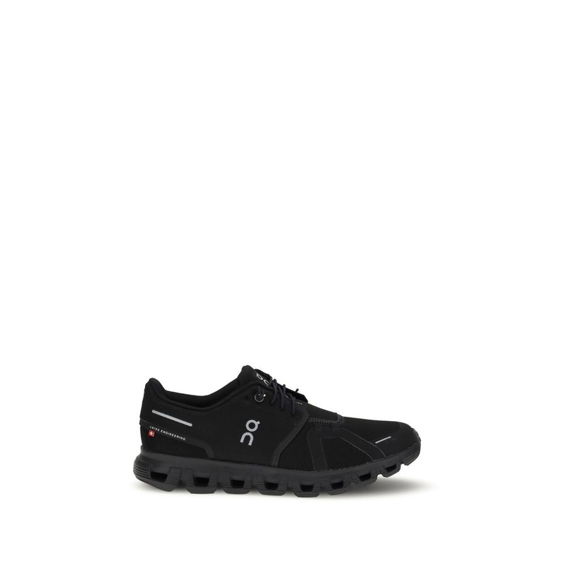 Black Polyurethane Athletic Sneakers