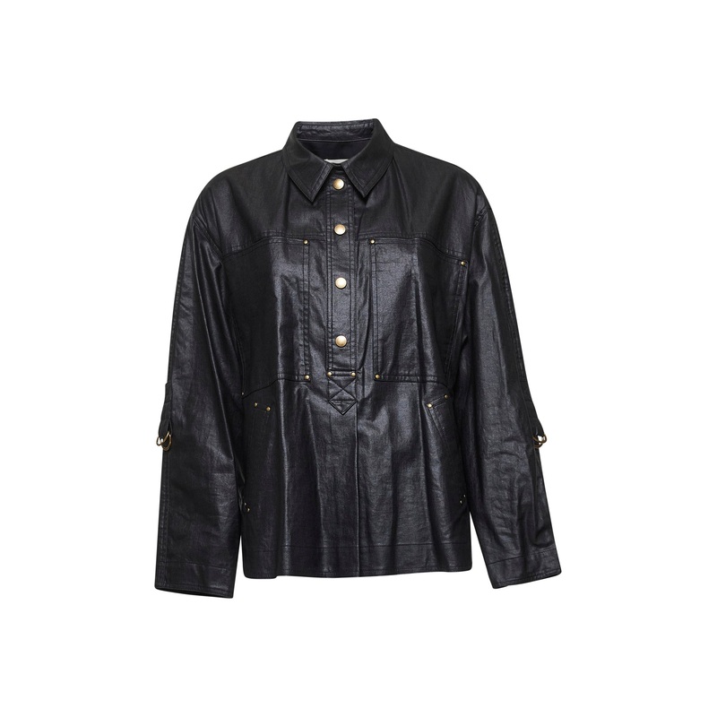 Black waxed linen blend Florida shirt