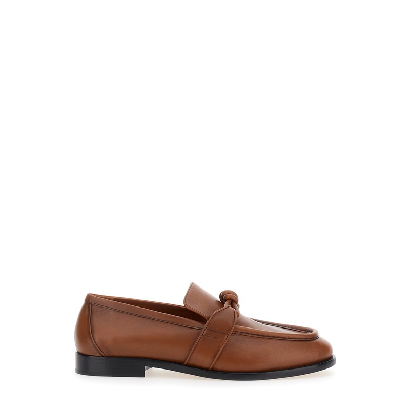 Brown Loafers with Knot Detail on the Front in Leather Man