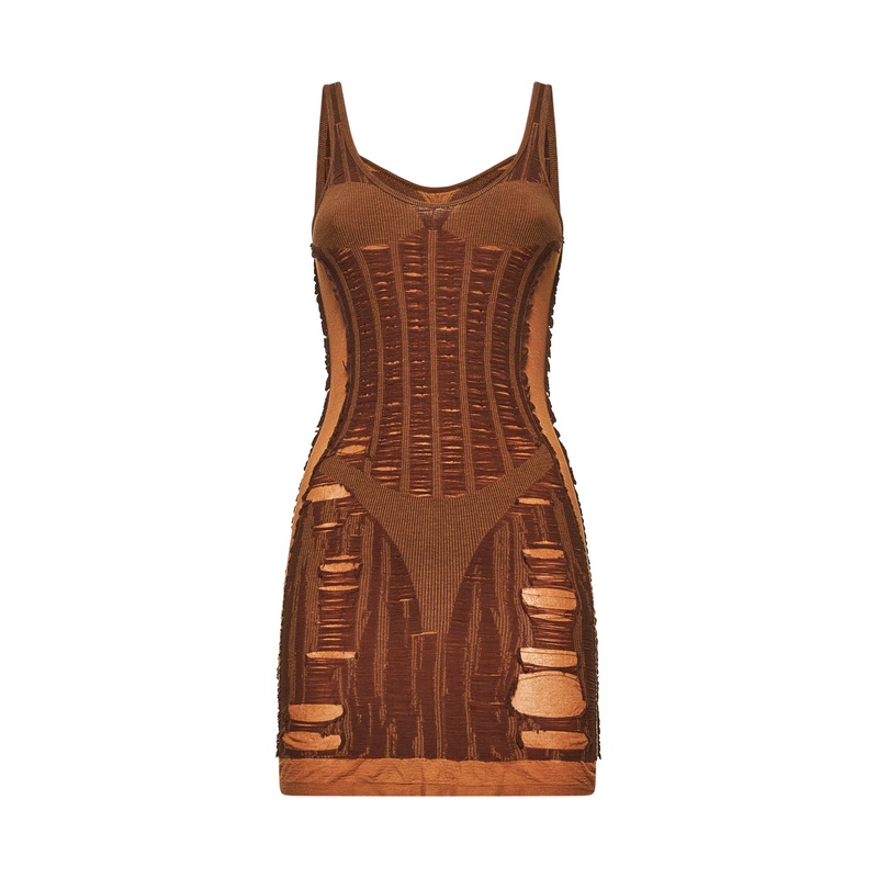 Brown M-Calimera-Short minidress