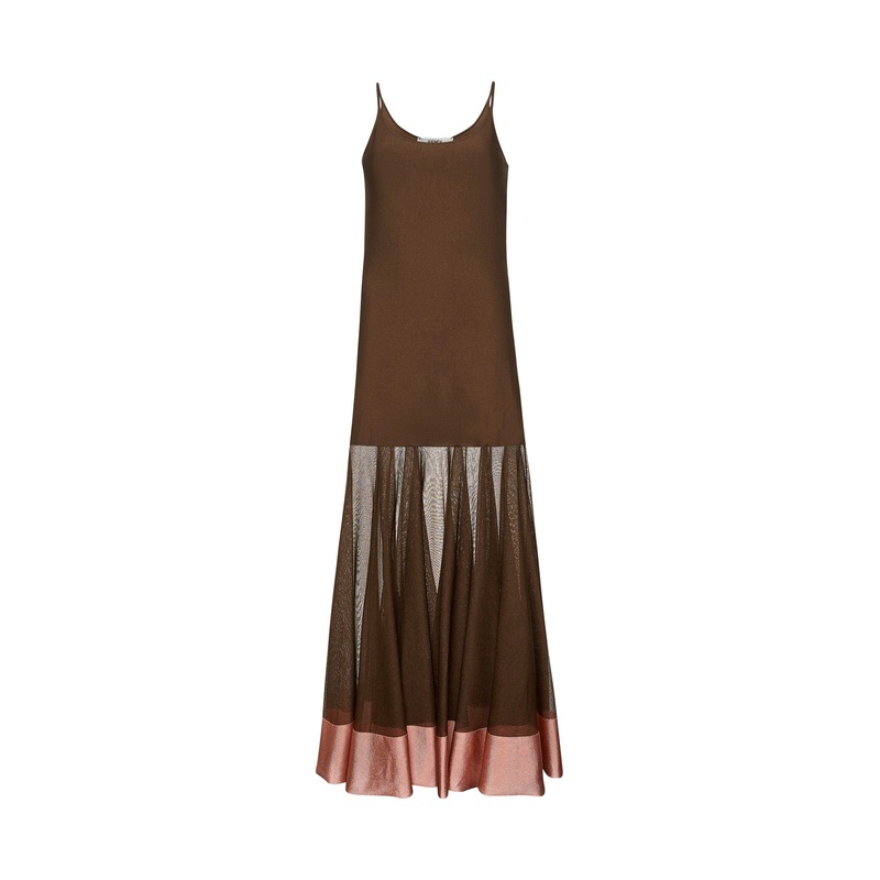 Brown viscose long dress|40|42