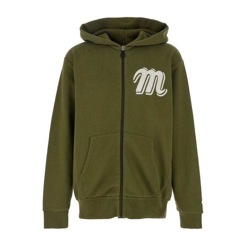 Green Sweatshirt with Monogram Embroidery on the Front and Logo Patch on the Sleeve in Cotton Jersey Man