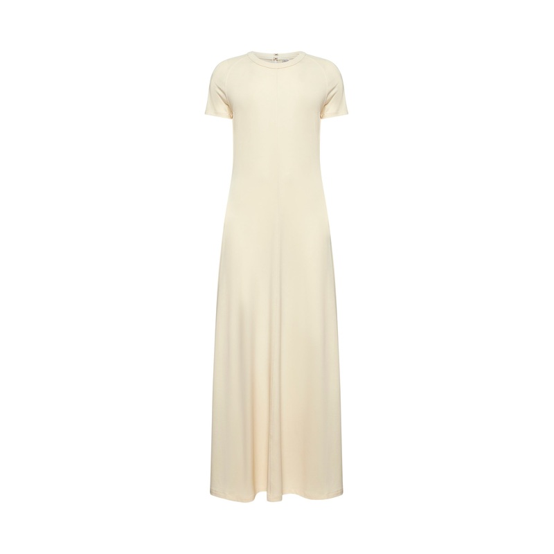Ivory fluid jersey long dress|XS|S|M