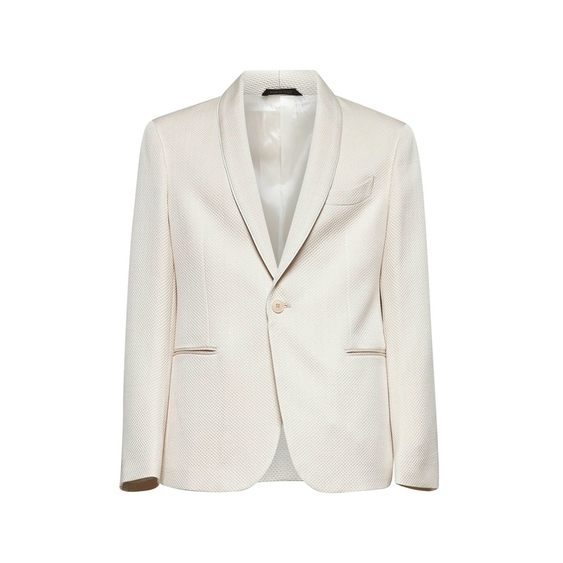 Ivory silk blend single-breasted blazer
