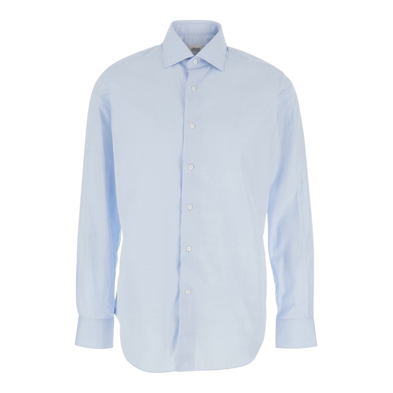 Light Blue Shirt with Classic Collar in Cotton Man
