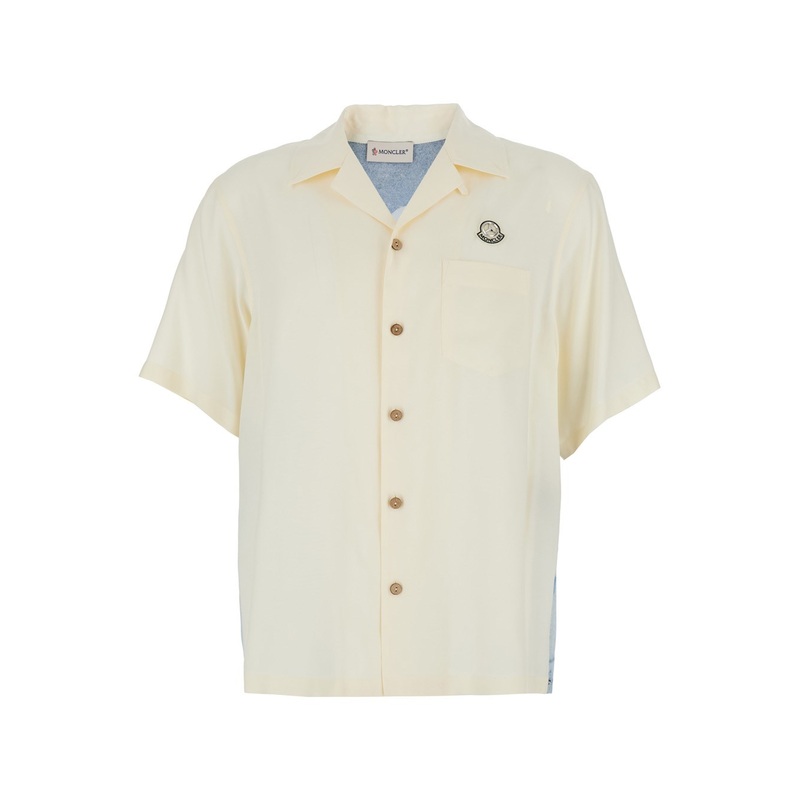 Multicolor Shirt with Classic Collar and Logo Motif with Automobile Print on the Back in Viscose Man