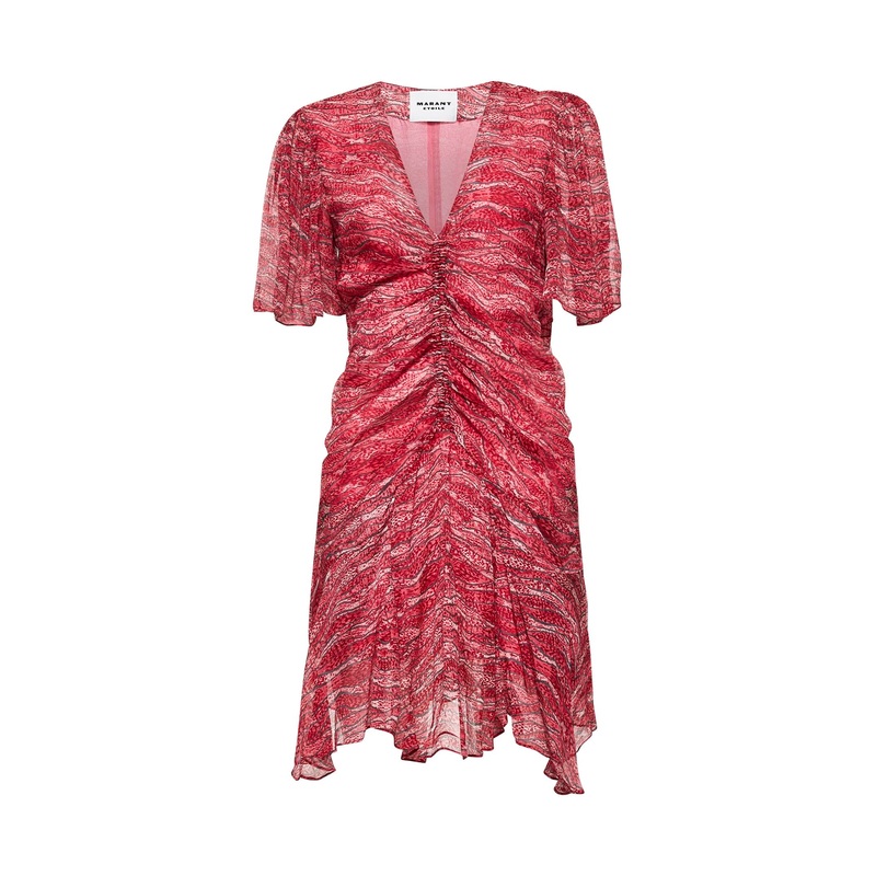 Red printed muslin short Vivienne dress