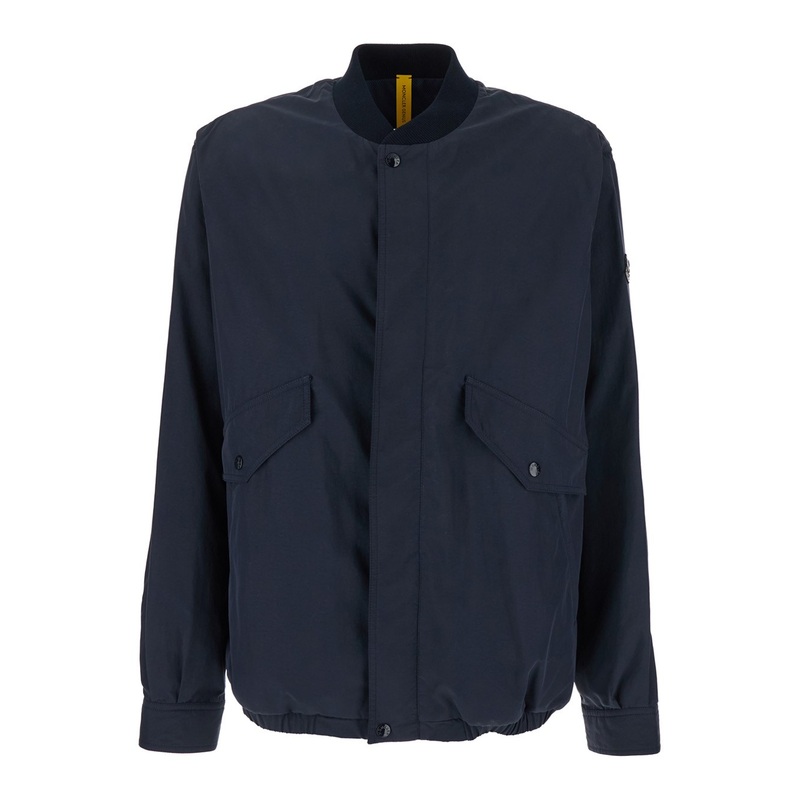 ‘Tatenen’ Blue Jacket with Iconic Logo Patch and Ribbed Collar in Tech Fabric Man