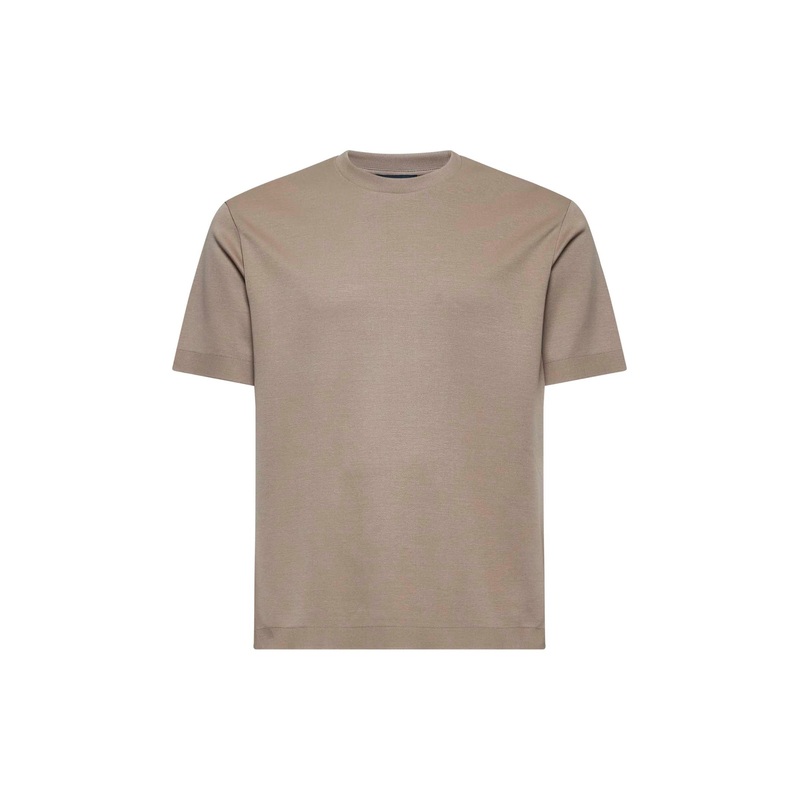 Taupe knit effect jersey T-shirt