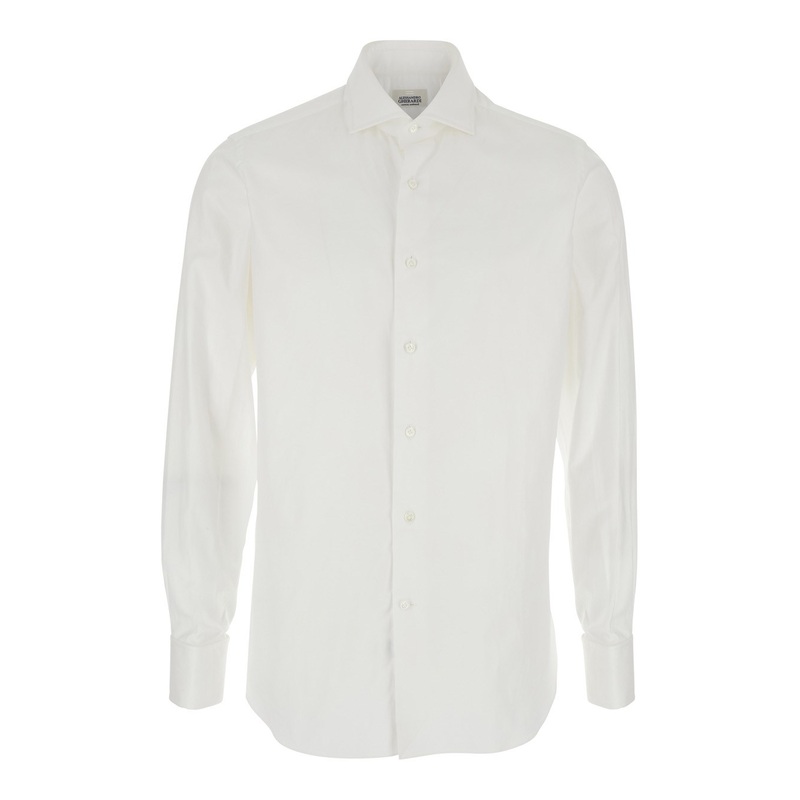 White Shirt with Classic Collar in Cotton Man