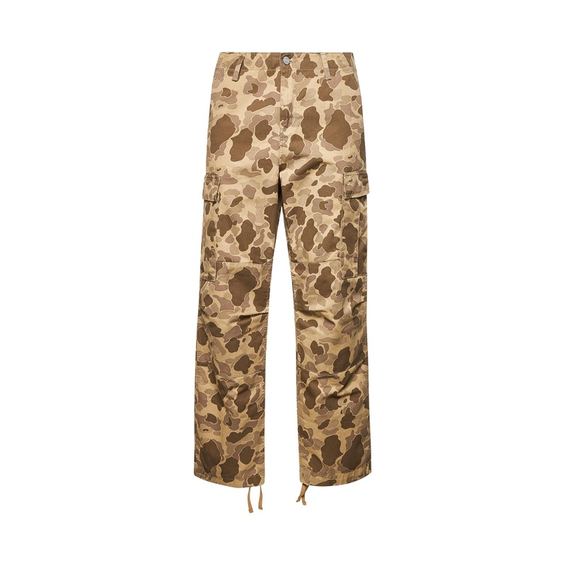 Beige printed twill Regular Cargo pants