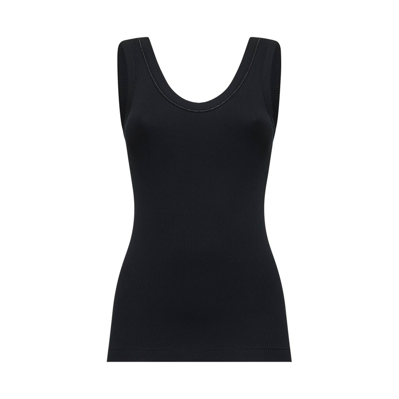 Black ribbed jersey monili top