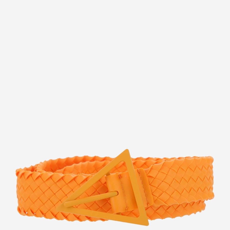 Braided Rubber Belt in Tangerine-Orange