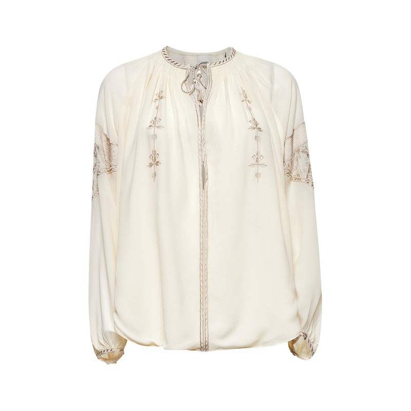 Ecru embroidered crpe georgette Oris blouse