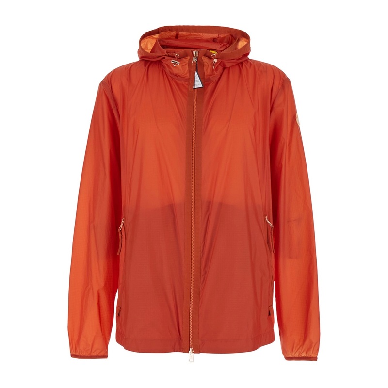 ‘Hamlin’ Red Jacket with Logo Plaque on the Zip Puller and Logo Patch on the Sleeve in Tech Fabric Man