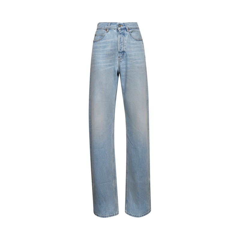 Light blue denim V-waist jeans