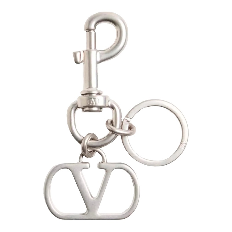 Metallic Keyring with VLogo Charm in Brass Man