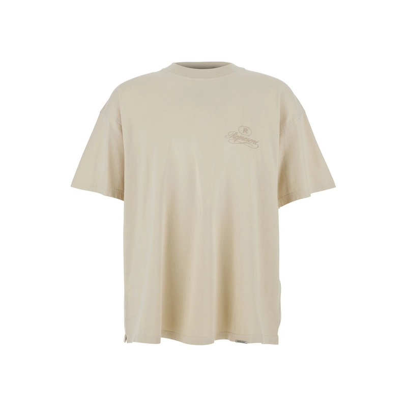 White Crewneck T-Shirt with Logo Lettering on the Front and Maxi Logo Print on the Rear in Cotton Man