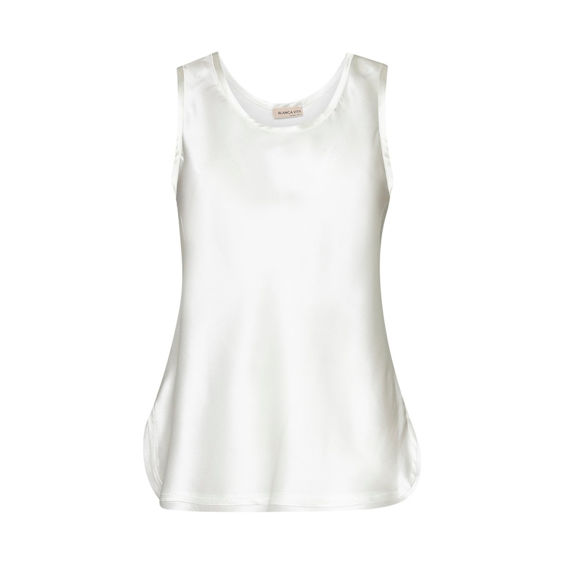 White stretch silk Belis tank top