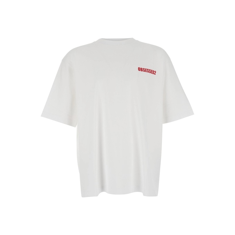 White T-Shirt with Logo on the Front in Cotton Man