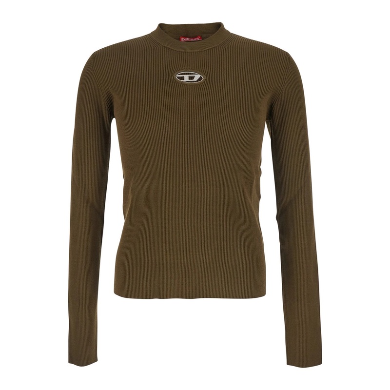 ‘Zacary’ Green T-Shirt with Round Neck and Oval D Cut-Out on the Front in Tech Fabric Man