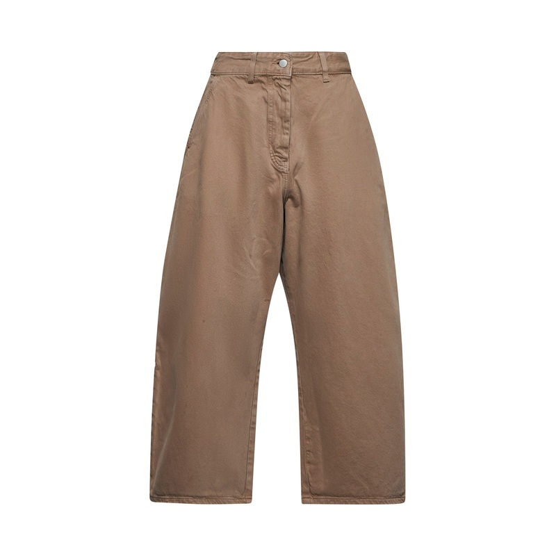 Beige denim wide and cropped Chalco jeans